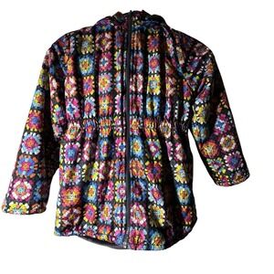 Penelope Mack Coat Size 12 Pink Fleece Plush Lined Hooded Full‎ Zip Kaleidoscope